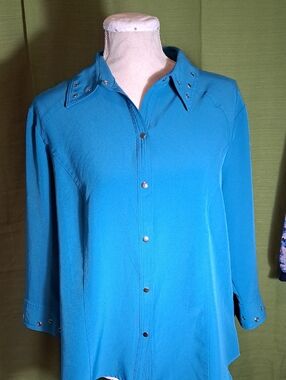 dressbarn Teal Button-Up Blouse